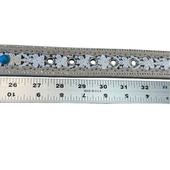 Shyanne Ivory Suede White Lace and Turquoise Western Belt (No Buckle) Small main image 5